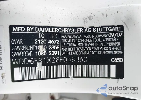 2008 Mercedes-Benz C 300 Luxury 4Matic/Sport 4Matic from USA, damaged, VIN WDDGF81X28F058360